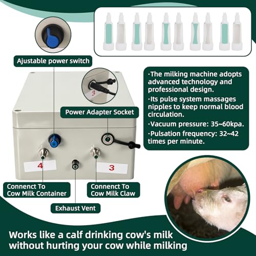 2in1 Cow & Goat Milking Machine 7L Rechargeable Portable Pulsation Milker