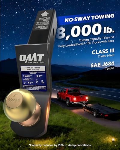 OMT Trailer Hitch Ball Mount, 2" Receiver, 2" Drop, 8000 lb Capacity | Fits 2 in receiver, reversible 2 in drop / 3/4 in rise, Class III, 40Cr steel, hitch pin & clip, for truck boat RV cargo - size: 2" Ball, style: 2" Drop & 3/4" Rise