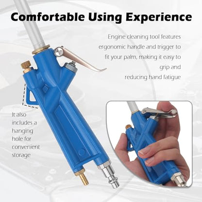 Air Engine Cleaning Gun Elbow & 3.93Ft Hose,Pneumatic Air Nozzle Blow Gun High Pressure Airs Spray Guns for Narrow Space,Universal Siphon Spray Guns for Car Engine Dust Cleaning