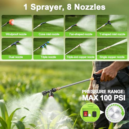 Battery Powered Backpack Sprayer 5.3 Gallon Electric Garden Sprayer - color: Light Green