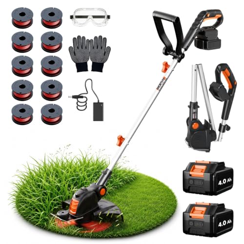 Weed Wacker Eater Electric String Trimmer Battery Powered Lawn Trimmer - color: black and orange