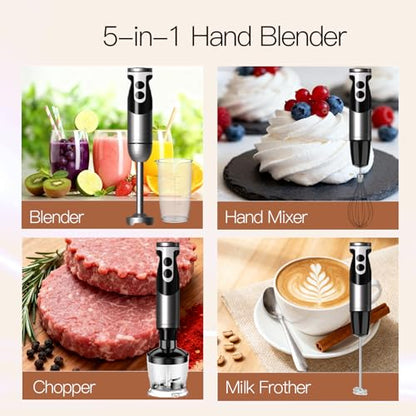 MEGAWISE Immersion Hand Blender, 800W DC Motor, Variable Speed Control - color: Black