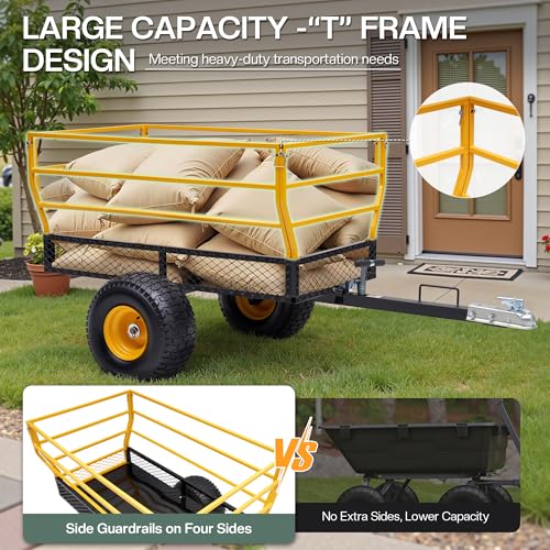 Jocisland 1800 LBS Tow Behind Dump Cart, Heavy-Duty Utility Trailer