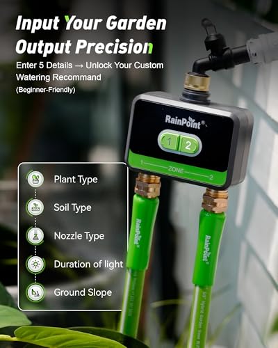 RAINPOINT Smart Water Timer, Smart Hose Timer 2 Outlet with Brass Inlet & Outlet (Not Gateway), Wireless Sprinkler Controller with Rain Delay, Automatic Irrigation System for Lawns and Yard - size: 2-Zone Without Gateway