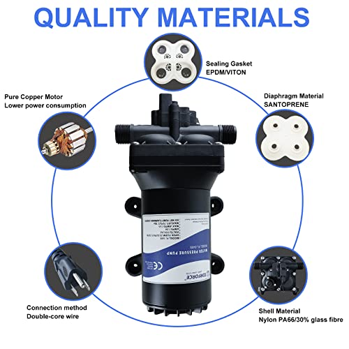 Tdrsuper Water Pressure Booster Pump, 110V AC Water Diaphragm Pump, 5.5GPM 75PSI with Power Plug, Self Priming RV Water Pump for Home Kitchen Bathroom RV Marine Yacht Garden Hose Black - style: 110V 5.0GPM 70PSI