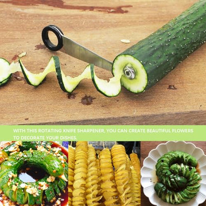 2pcs Potato Spiral Cutter Stainless Steel Plastic Spiral Cutter Knives