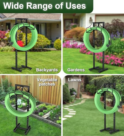 Garbuildman Garden Hose Holder With 4 Spikes, Freestanding Metal Hose Stand for Outdoor Garden, Detachable Hose Storage Rack for Lawn & Yard, Volcano Black - size: 4-Spike Volcano