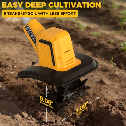 Cordless Tiller Cultivator Compatible with Dewalt 20V Battery (Tool Only)