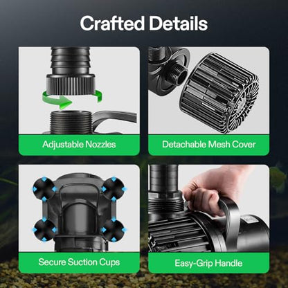 VIVOSUN 2700GPH Sub Water Pump for Pond Waterfall, Statuary, Hydroponics - color: Black Round, size: 11"×7"-2700