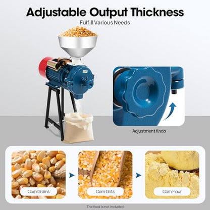Electric Grain Grinder Mill Corn Grinder, Electric Grinder for Spices and Seeds, 2200W Dry Herb Wheat Cereals Rice Grinder, Feed Flour Grinding Machine with Funnel, US Shipping