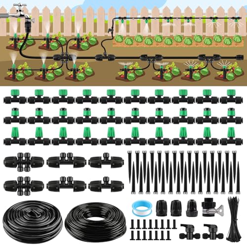 133FT Quick-Connect Drip Irrigation Kit with 30 Drip Emitters,3 Spray Types - size: 133FT Drip Irrigation System Kit