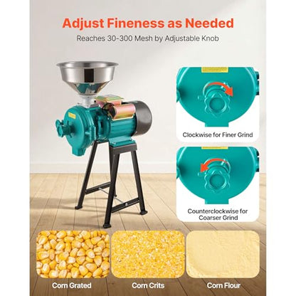 Electric Grain Mill for Flour, Wheat Grinder Mills for Kitchen, 1500W
