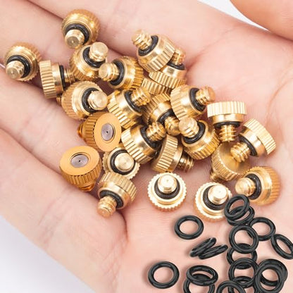 20 Pack Brass Misting Nozzles 10/24 UNC 0.020" (0.5mm) Orifice - size: 20pc-Misting Nozzle With O Ring