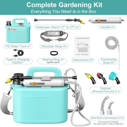 Battery Powered Garden Sprayer 1.5 Gallon, Lightweight Electric Weed Sprayer with Telescopic Wand & Adjustable Nozzles, Portable Yard Sprayer for Plant Watering, Lawn Care, Fertilizing,Gardening - size: 1.5 Gallon
