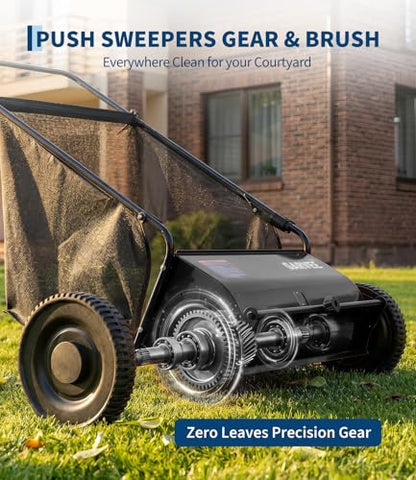 Garvee 26 Inch Push Lawn Sweeper, 7 Cu. ft Grass Cutter Yard Sweeper - color: Black, size: 26 Inch