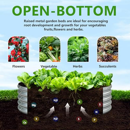 3PCS 3x3x1FT Galvanized Metal Raised Garden Bed,Outdoor Planter Box for Vegetables - size: 3x3x1(3PCS)