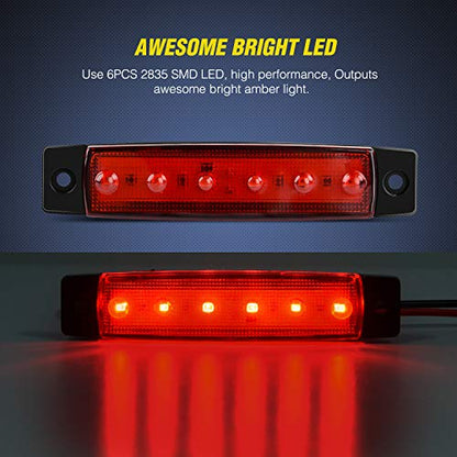 Nilight 3.8 Inch 6 LED Red Trailer Side Marker Lights,10 Pack - color: 3.8" Red 10Pcs