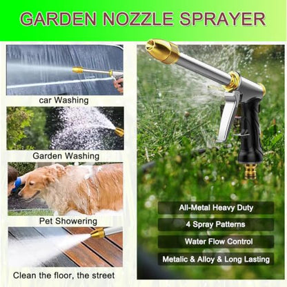 Heavy Duty Garden Hose Nozzle with Adjustable Brass Spray Tip - size: 8.8*5.5*1.4