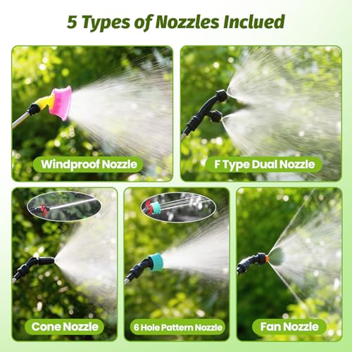 Battery Powered Backpack Sprayer 2.6Gallon, Electric Sprayer with 3-Adjustable Sprayings, Battery Indicator, 5 Nozzles, 41" Retractable Wand, Rechargeable Garden Sprayer for Weed, Lawn&Yard - size: 2.6 Gallon