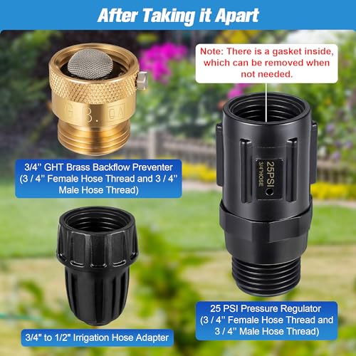 2 PC 25PSI Drip Irrigation Faucet Adapter Kit 1/2" Tubing to 3/4" Faucet