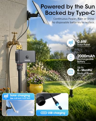 Solar WiFi Water Timer, Smart Solar Hose Timer for Garden, 365-Day Power - size: 1 Zone-Solar