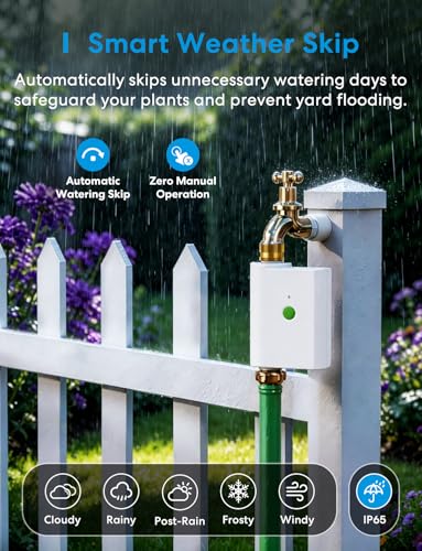 meross WiFi Water Timer for Garden Hose, Rain Skip, Hub Included, IP65 - color: White, size: Timer with Hub