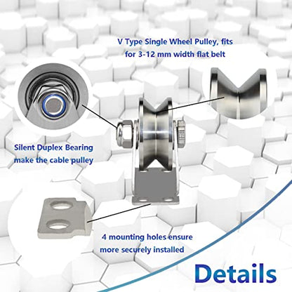 Groove Pulley Wheel Stainless Steel Wall Mounted Pulley, V Type - size: 1 Pack V Type