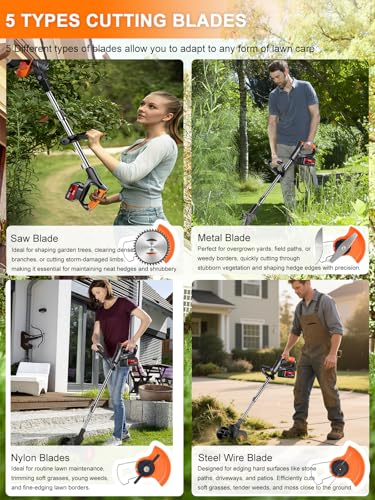 Cordless Weed Wacker with Wheels, Electric Weed Eater