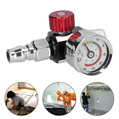 Air Throttle Regulator Valve with Pressure Gauge Adjustable for Spray Guns Pneumatic Tools and Paint Spraying
