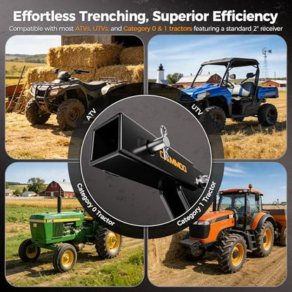 CAMMOO Hitch Mounted Trencher Ripper, 2" Receiver, Black - color: Black