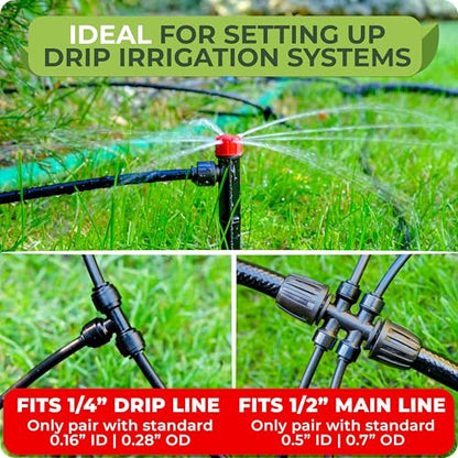CARPATHEN 1/2" to 1/4" Quick Connect Fittings for Drip Irrigation System