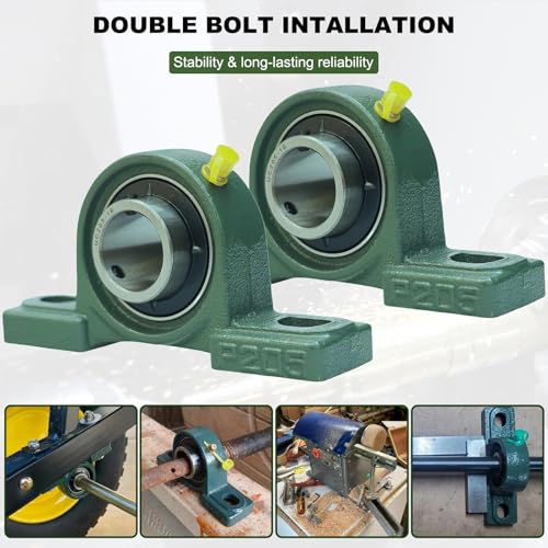 2 Pack UCP205-16 Pillow Block Mounted Ball Bearing - 1" Bore - Solid Cast Iron Base - Self Aligning - style: UCP205-16