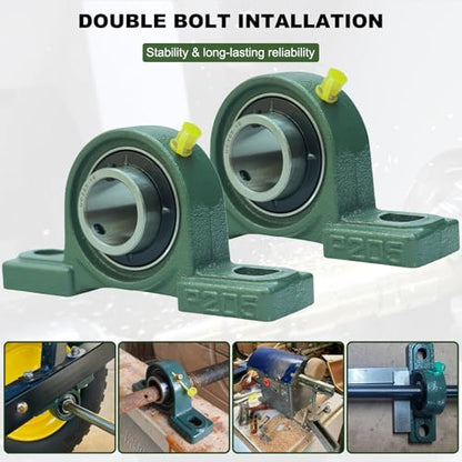 2 Pack UCP205-16 Pillow Block Mounted Ball Bearing - 1" Bore - Solid Cast Iron Base - Self Aligning - style: UCP205-16