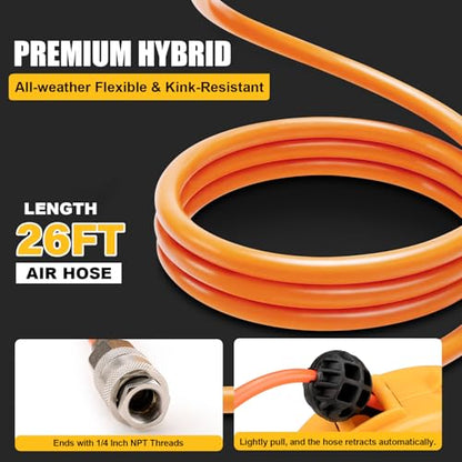 Mini Air Hose Reel With 1/4in. x 26ft.