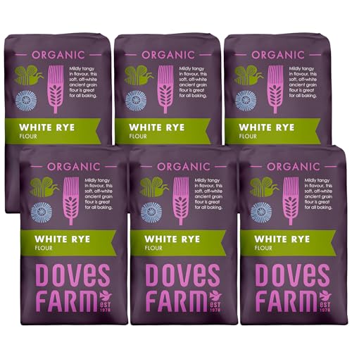 Doves Farm Organic White Rye Flour 2.2 lb (Pack of 6) - Ancient Grain Light Rye Flour for All British Baking: Breads, Sourdoughs, Cakes, Cookies & More | Kosher & Vegan Friendly | Imported From UK - size: 35.27 Ounce (Pack of 6)