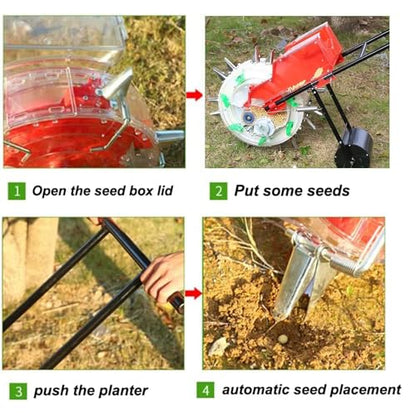 7-Row Push Seeder with Fertilizer, Vegetable Seeder Corn Planter