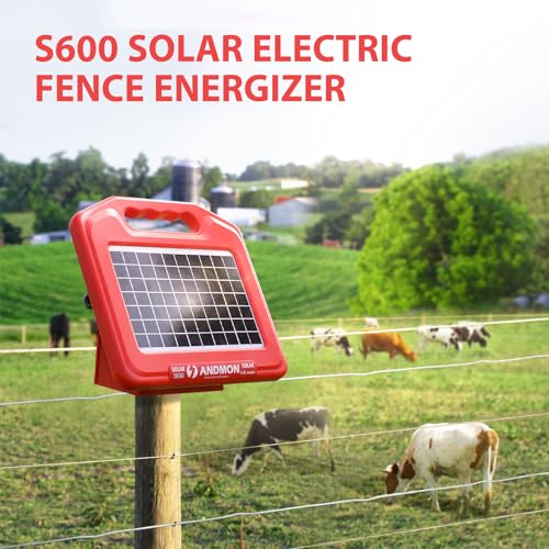 ANDMON S600 Solar Electric Fence Charger - 35 Mile Range, 0.65 Joules Powerful Solar Fence Charger, Ideal for Livestock and Garden Protection - size: S600