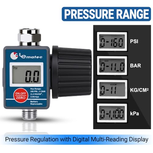 LE LEMATEC Digital Air Regulator & Gauge for Spray Paint Gun, HVLP, 160 PSI - style: Diaphragm Valve Version