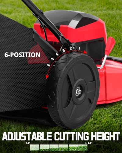 PowerSmart 40V 21" Electric Lawn Mower with Brushless Motor - color: Black and Cherry