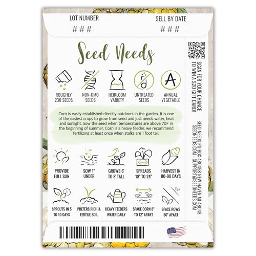 Seed Needs Peaches and Cream Corn Seeds 230 Seeds 1.5 Ounce Bulk Pack