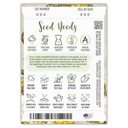 Seed Needs Peaches and Cream Corn Seeds 230 Seeds 1.5 Ounce Bulk Pack