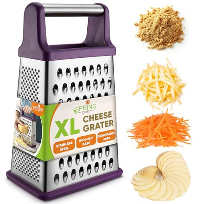 Spring Chef Stainless Steel XL Cheese Grater for Kitchen, Purple - color: Purple