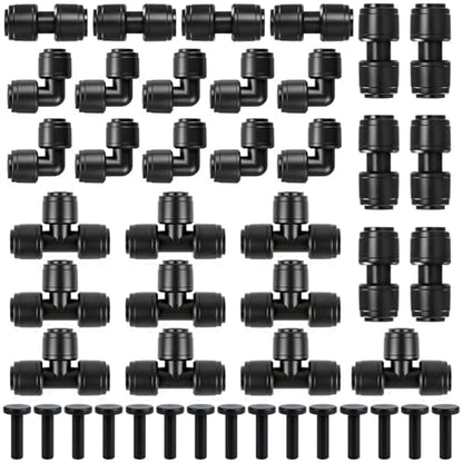 45 Pack Quick Connect 1/4 Inch Drip Irrigation Fittings Kit, 1/4" Dripline Push-to-Fit Connectors Assortment for 1/4-Inch Drip Tube for Garden Sprinkler Systems - size: 1/4" Quick Connect Kit-45P