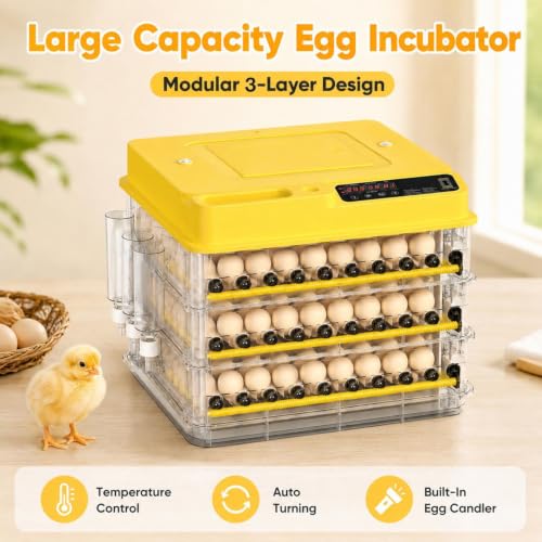 New 216 Egg incubators for Hatching Eggs with Automatic Turning - color: 216 Egg Yellow