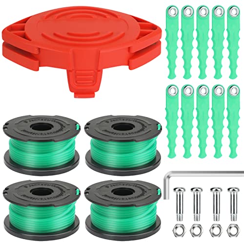 SF-080 Polycarbonate Replacement Head Blades & Trimmer Spool Compatible with Black Decker GH3000 GH3000R LST540 LST540B Weed Eater,SF-080-BKP 20Ft 0.080" Auto Feed Line with Part (24-Pack) - color: Black Decker SF-080 1Head+4Spool+10Blades