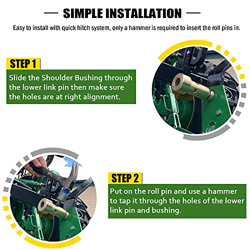 Yoursme for Cat 2 Quick Hitch Adapter Bushings Set Fit for Category II 3-Point Tractor 2 Pairs