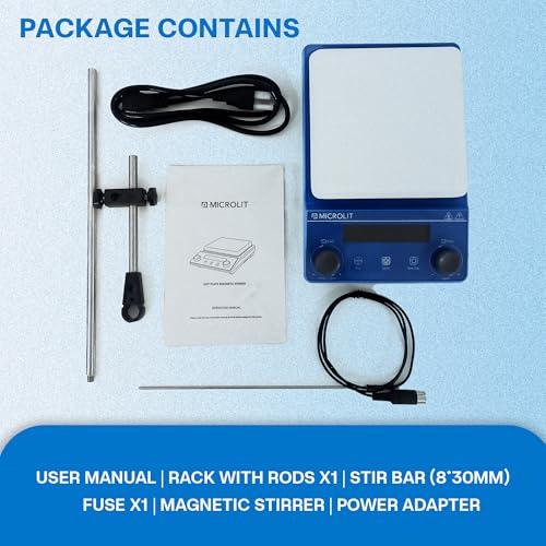Microlit Magnetic Stirrer - Digital Hot Plate, Max 5L, 300C, 100-1600RPM