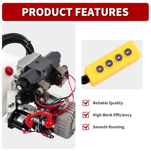 Nakkaa 12V DC 4 Way Double Acting Hydraulic Power Unit 4.5L Reservoir