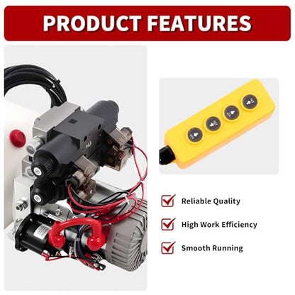 Nakkaa 12V DC 4 Way Double Acting Hydraulic Power Unit 4.5L Reservoir