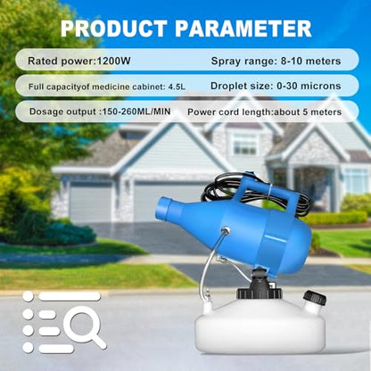 ZFULVO 4.5L(1.2Gallon) Portable Electric ULV Fogger Sprayer